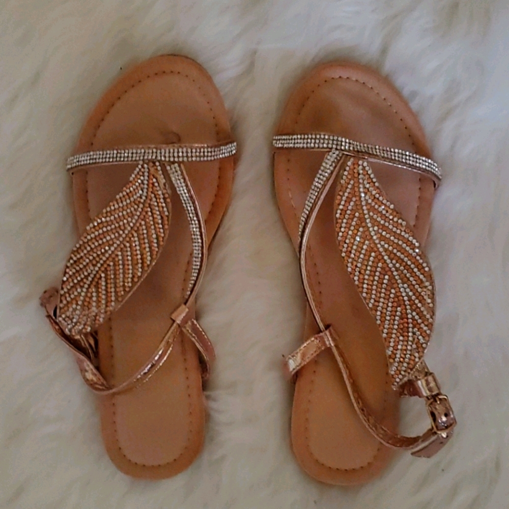 Women's Rhinestone Leaf Sandals